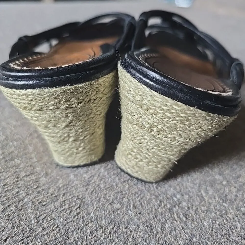 Clarks Artisan Black Leather Wedge Strappy Comfort 87116 Womens Size 8 Sandals - Picture 3 of 6